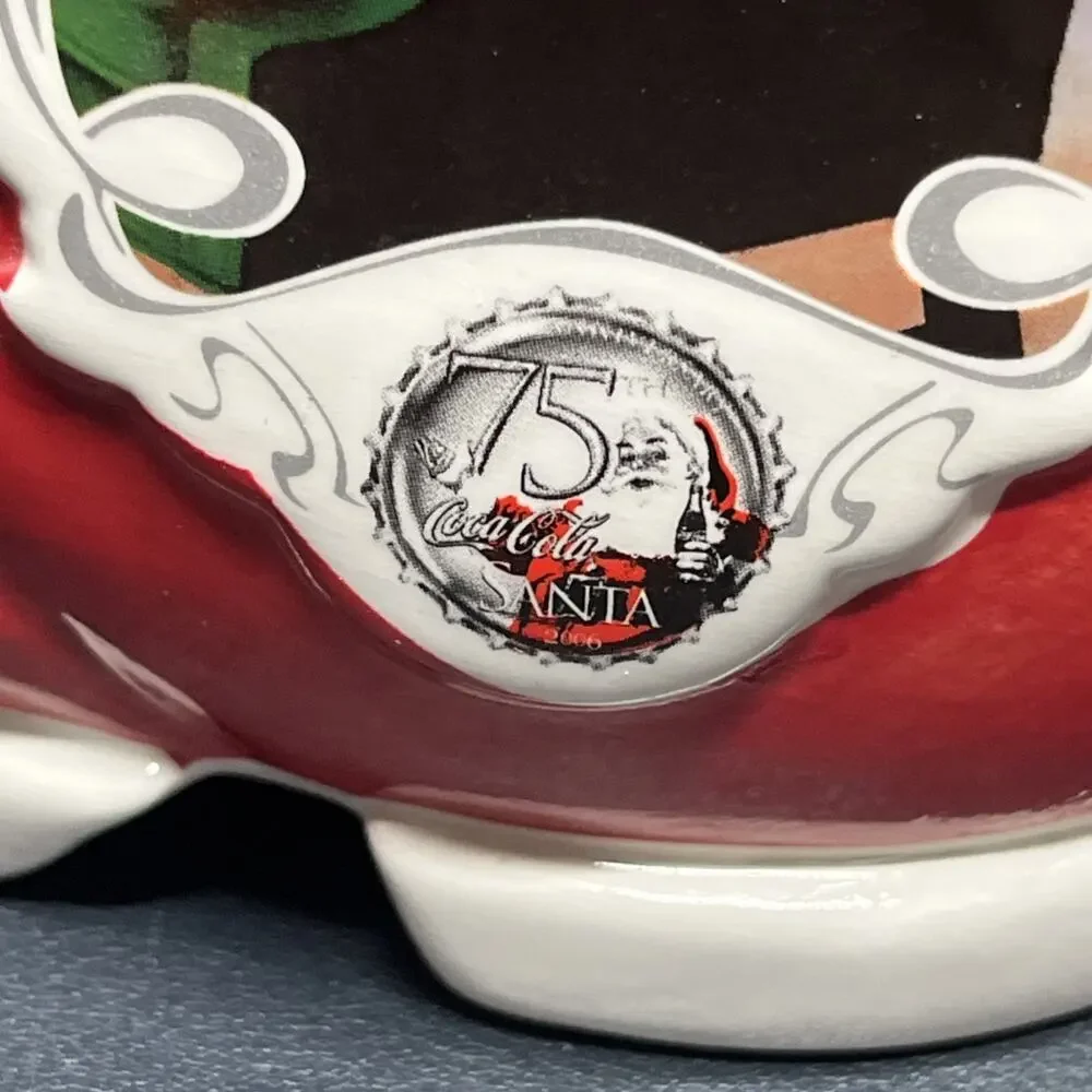 Vintage Coca Cola 75th Anniversary Santa Boot Cookie Jar Ceramic Coke Christmas